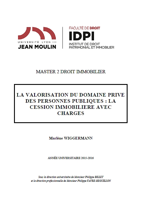 CESSION IMMOBILIÈRE AVEC CHARGE : VENTE D’UN FONCIER COMMUNAL, MÉMOIRE DE 3EME CYCLE CESSION IMMOBILIÈRE AVEC CHARGE : VENTE D’UN FONCIER COMMUNAL, MÉMOIRE DE 3EME CYCLE