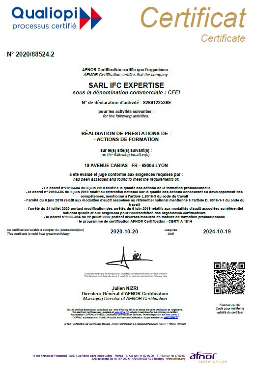 Le centre de formation à  l'expertise immobilière est le 1er centre franà§ais certifié QUALIOPI