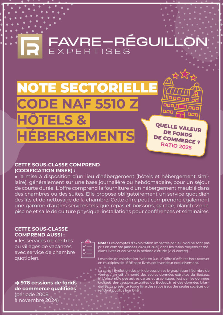 NOTE SECTORIELLE CODE NAF 5510 Z HOTELS ET HEBERGEMENTS NOTE SECTORIELLE CODE NAF 5510 Z HOTELS ET HEBERGEMENTS