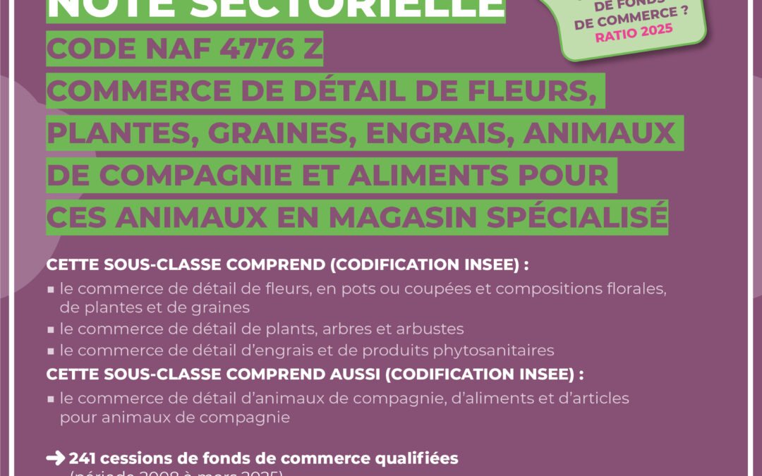 Nouvelle NOTE SECTORIELLE Fleuriste / code NAF INSEE 4776Z