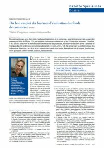 DU BON EMPLOI DES BAREMES EVALUATION DES FONDS DE COMMERCE GAZETTE PALAIS FAVRE-REGUILLON