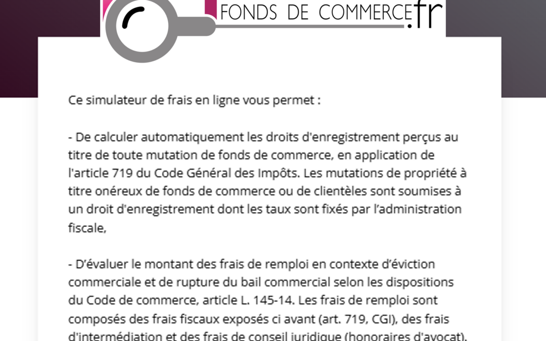 Notre Cabinet propose le 1er simulateur de frais de remploi en ligne