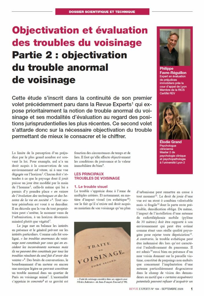 EVALUATION DES TROUBLES DU VOISINAGE PHILIPPE FAVRE REGUILLON ELODIE GRAND 2 SUR 2 REVUE EXPERTS SEPTEMBRE 2026 EVALUATION DES TROUBLES DU VOISINAGE PHILIPPE FAVRE REGUILLON ELODIE GRAND 2 SUR 2 REVUE EXPERTS SEPTEMBRE 2026